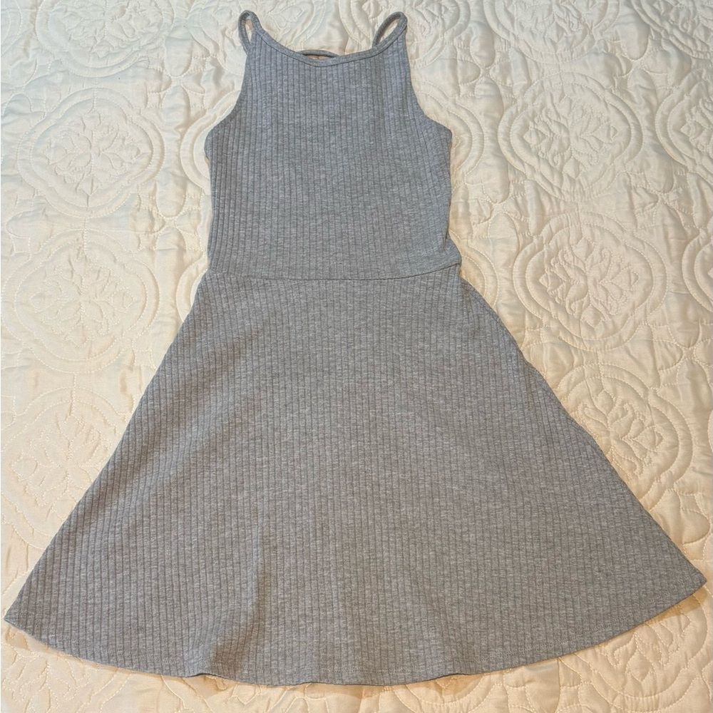 Topshop Gray Ribbed Sleeveless Dress